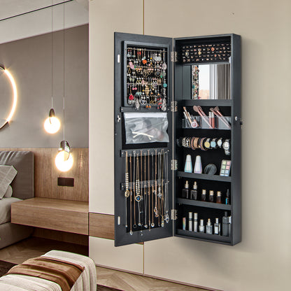 Full Length Mirrored Jewelry Armoire with LED Lights
