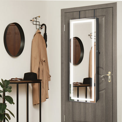 Full Length Mirrored Jewelry Armoire with LED Lights
