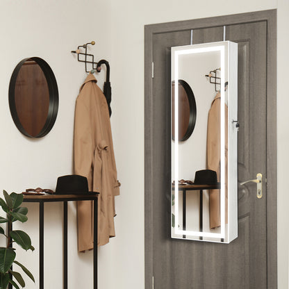 Full Length Mirrored Jewelry Armoire with LED Lights