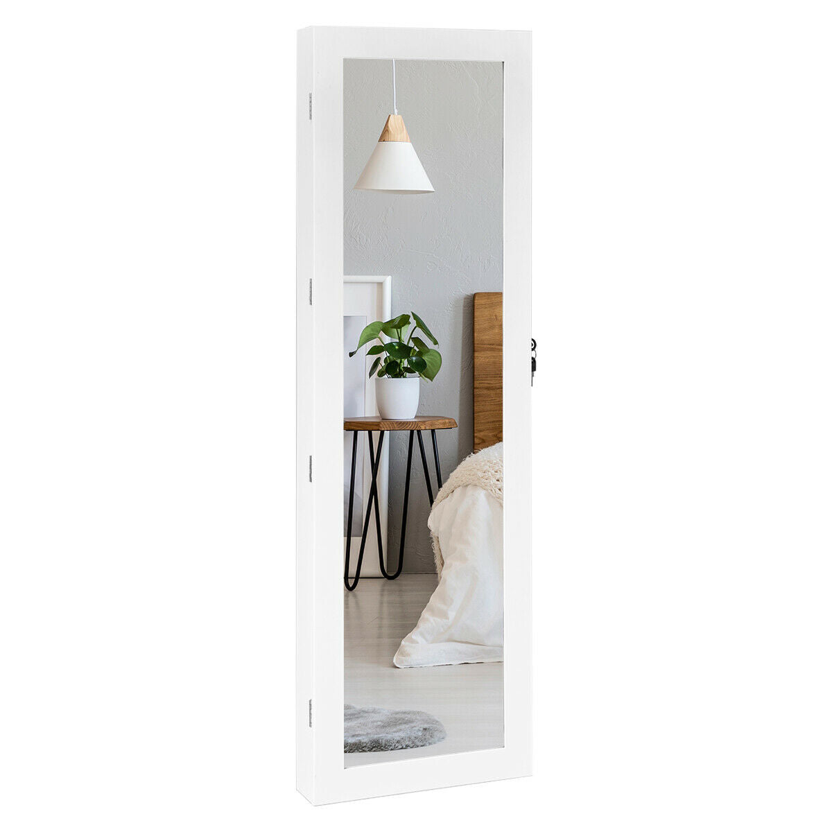 Wall Mounted Jewelry Cabinet with LED Mirror