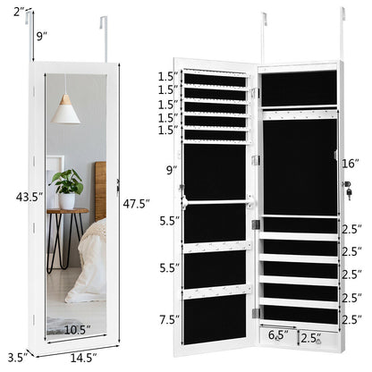 Wall Mounted Jewelry Cabinet with LED Mirror