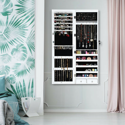 Wall Mounted Jewelry Cabinet with LED Mirror