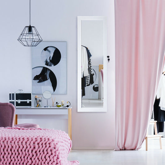 Wall Mounted Jewelry Cabinet with LED Mirror