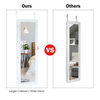 Wall Mounted Jewelry Cabinet with LED Mirror