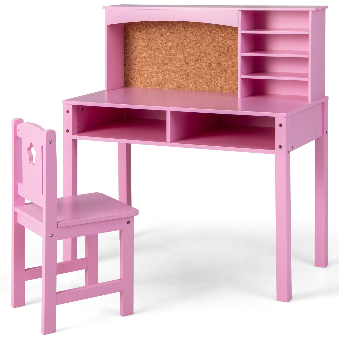 Kids Desk and Chair Set with Hutch and Bulletin Board