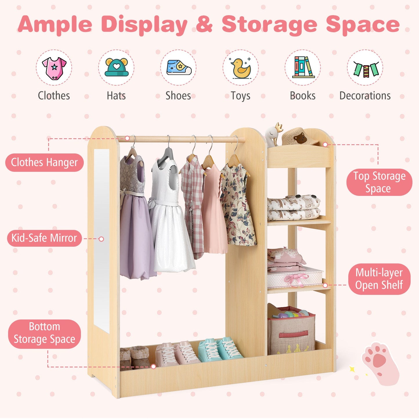Kids Dress Up Storage with Mirror