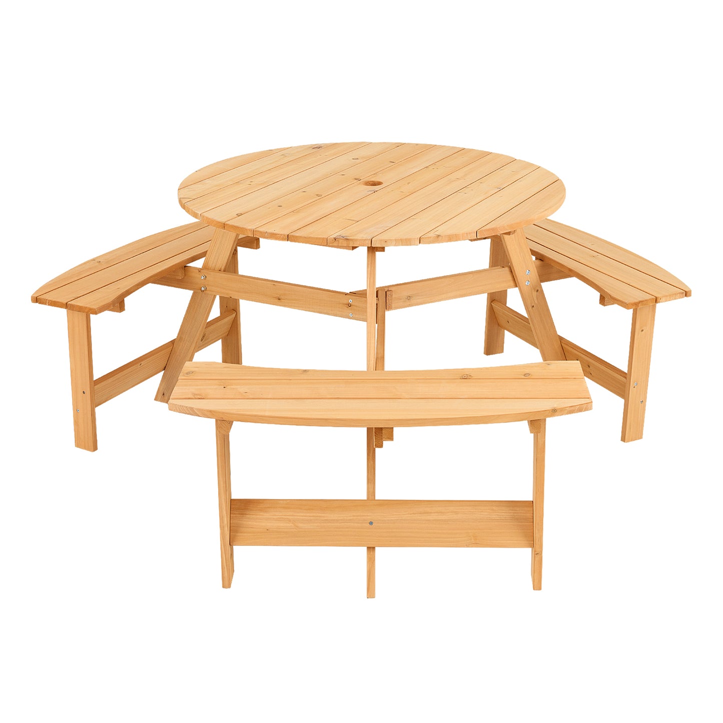 Wooden Kids Picnic Table and Bench Set with Umbrella Hole
