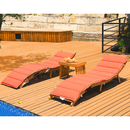 3-Piece Folding Eucalyptus Lounge Chair Set with Side Table