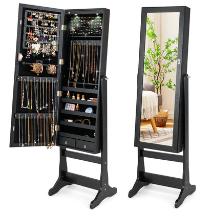 Jewelry Armoire with Full-Length Mirror and LED Lights