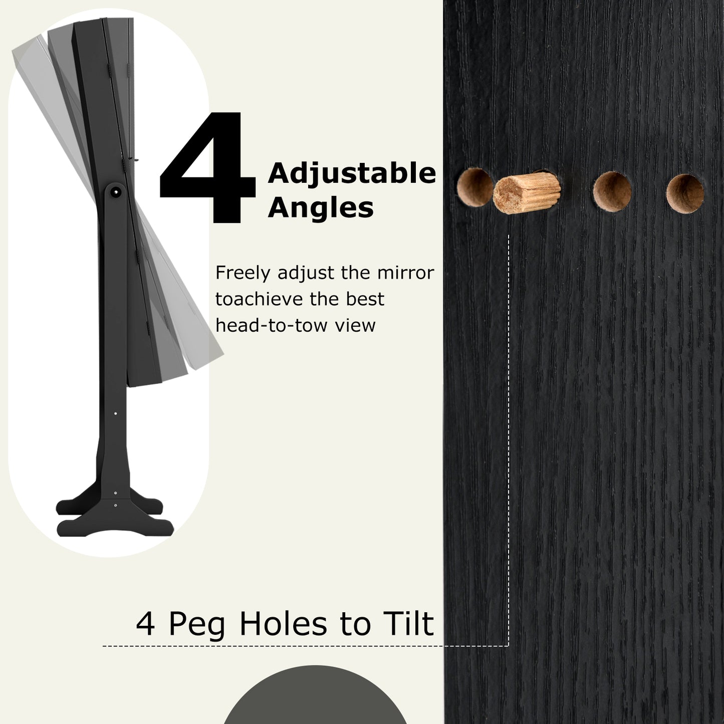 Jewelry Armoire with Full-Length Mirror and LED Lights