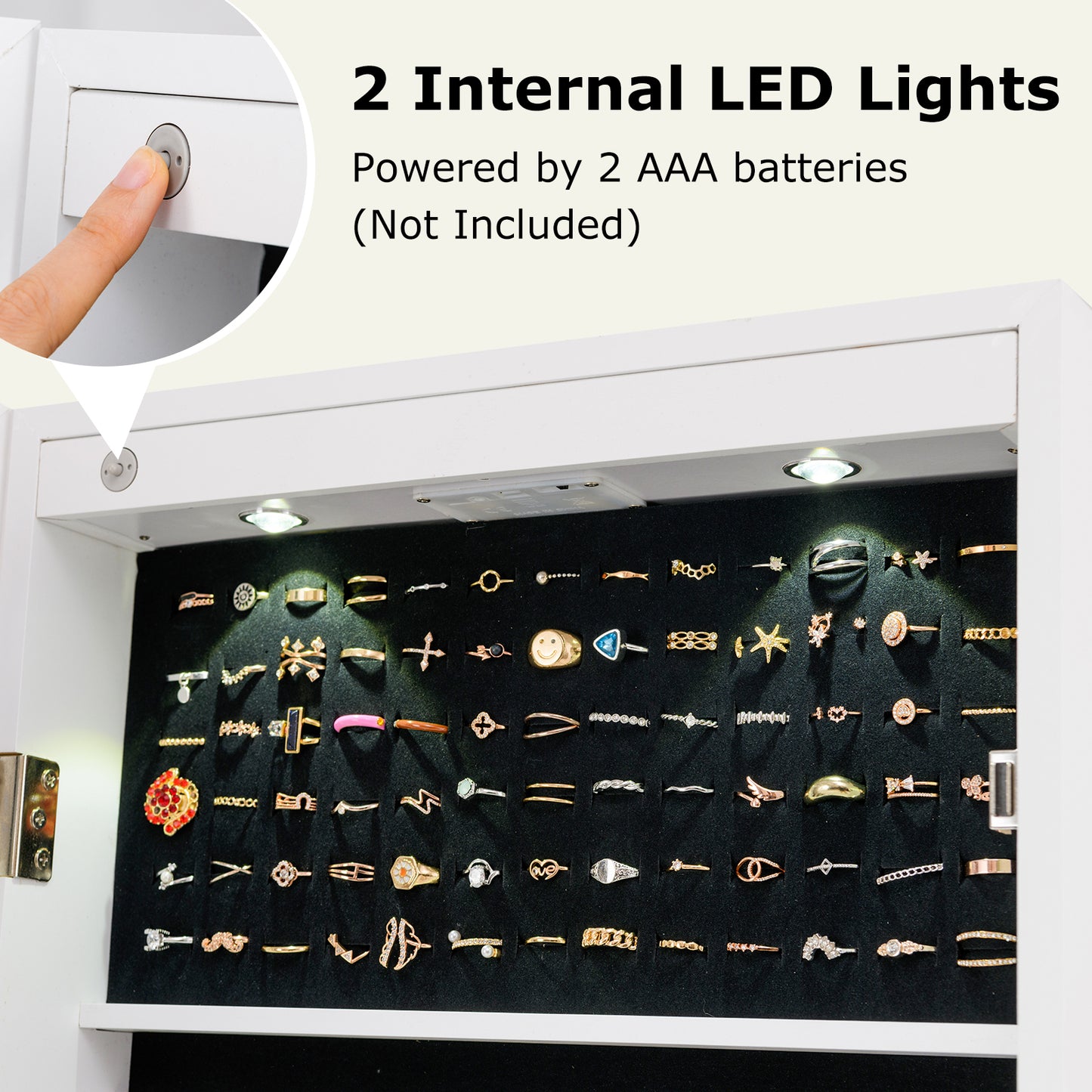 Jewelry Armoire with Full-Length Mirror and LED Lights