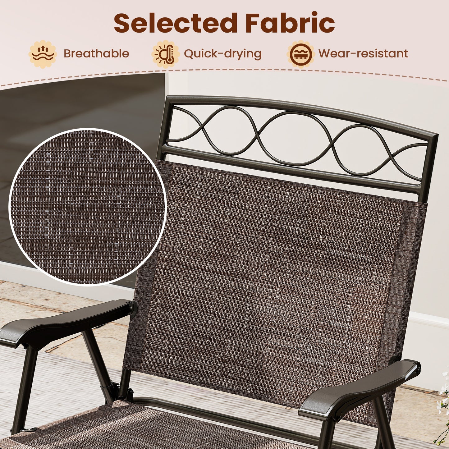 Folding Patio Dining Chairs Set of 4 with Armrests
