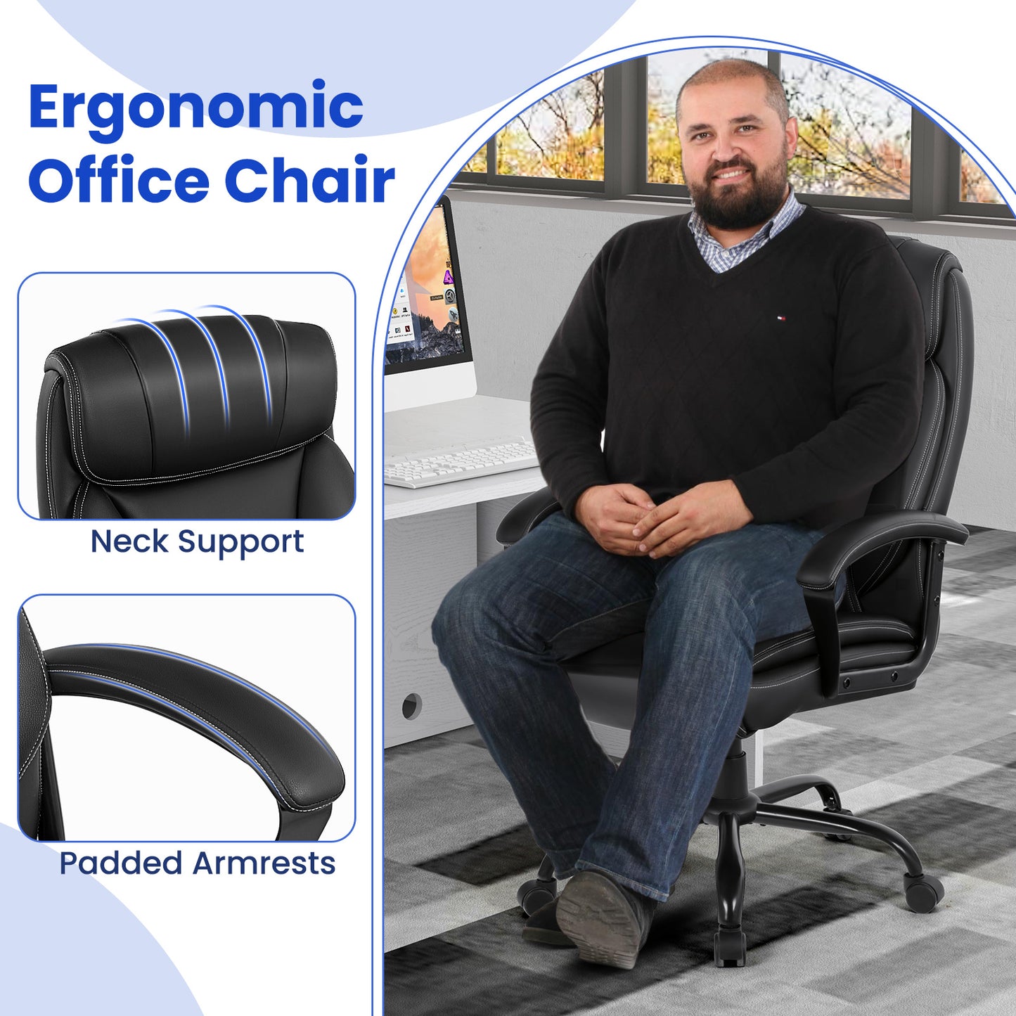 Big & Tall Executive Office Chair with 6-Point Massage