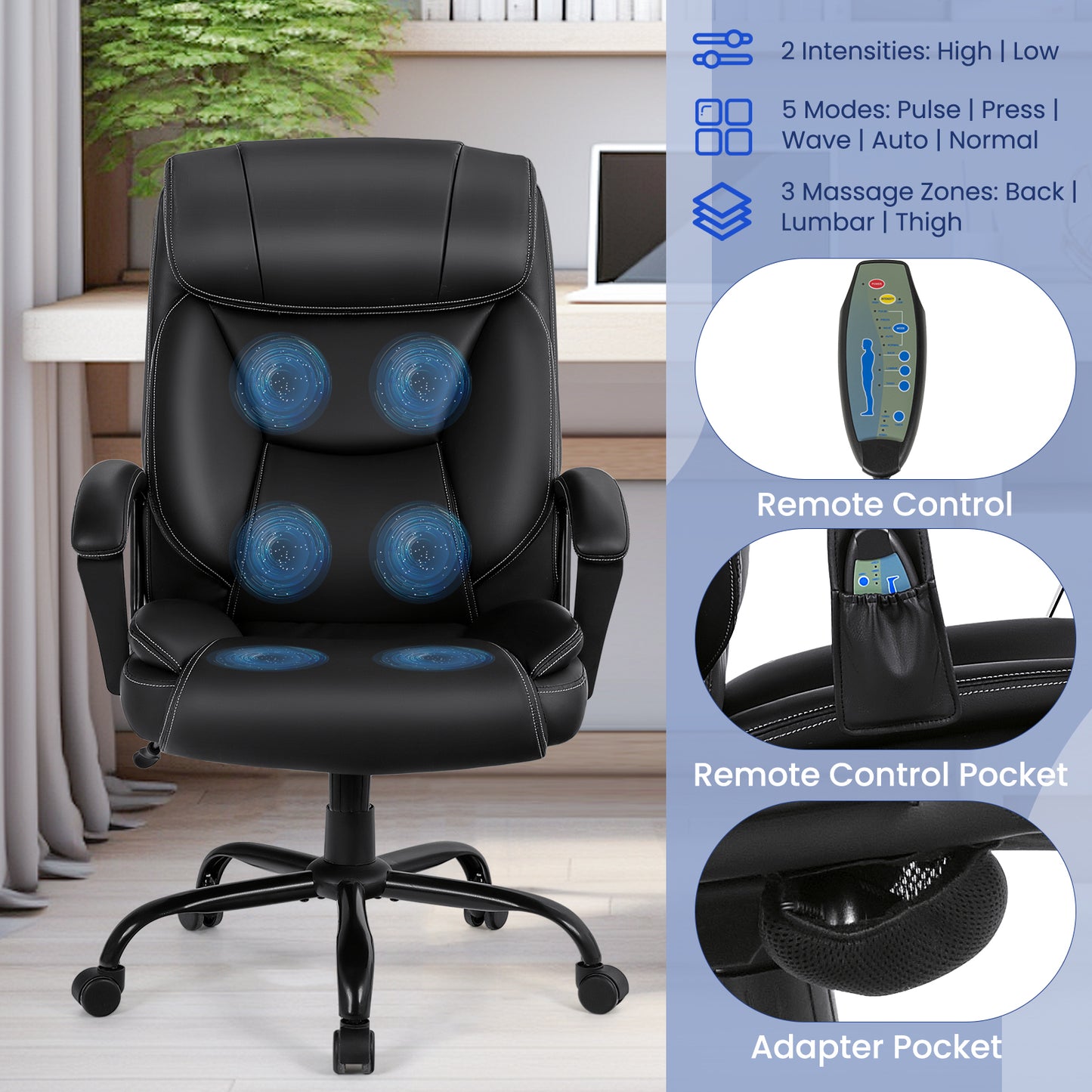 Big & Tall Executive Office Chair with 6-Point Massage