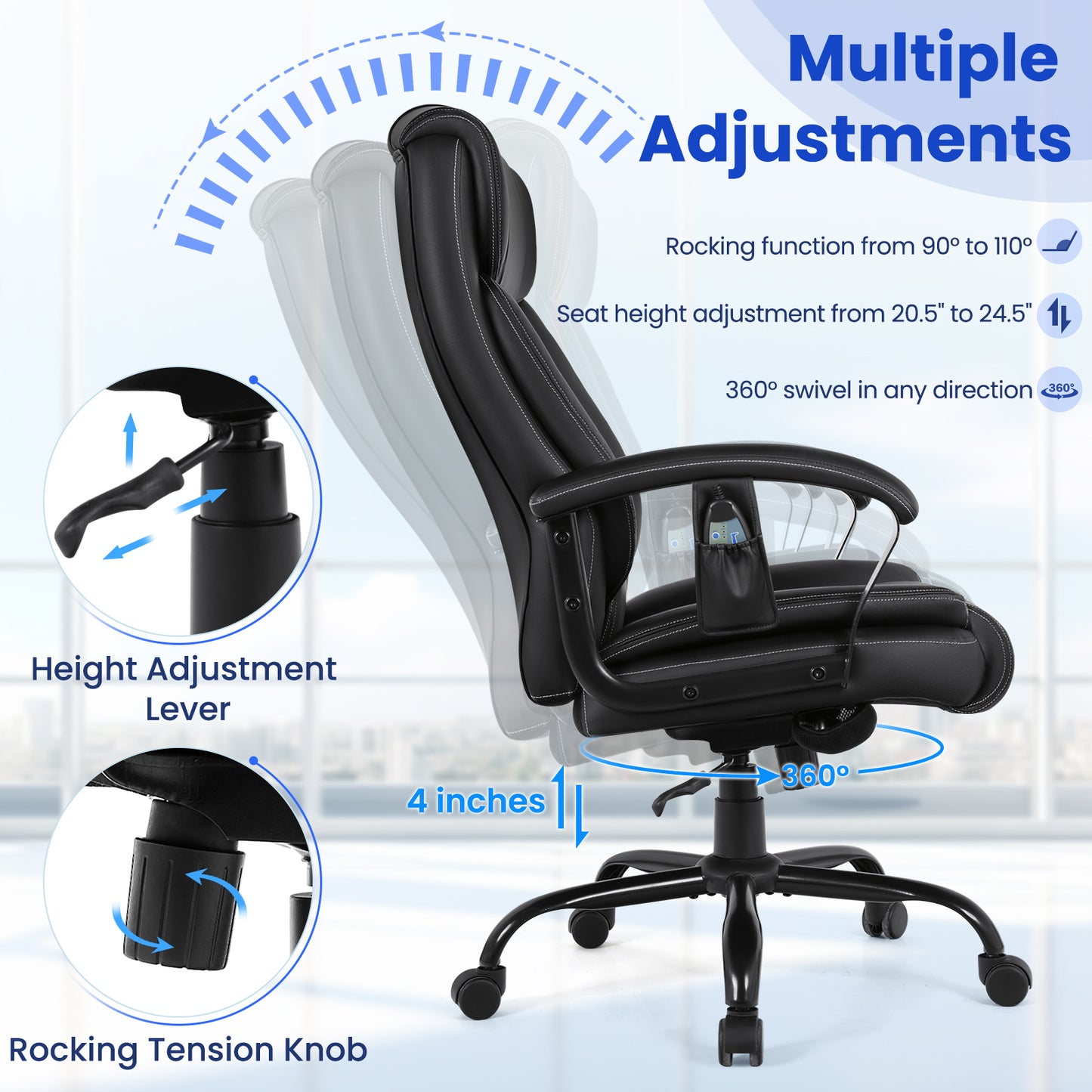 Big & Tall Executive Office Chair with 6-Point Massage