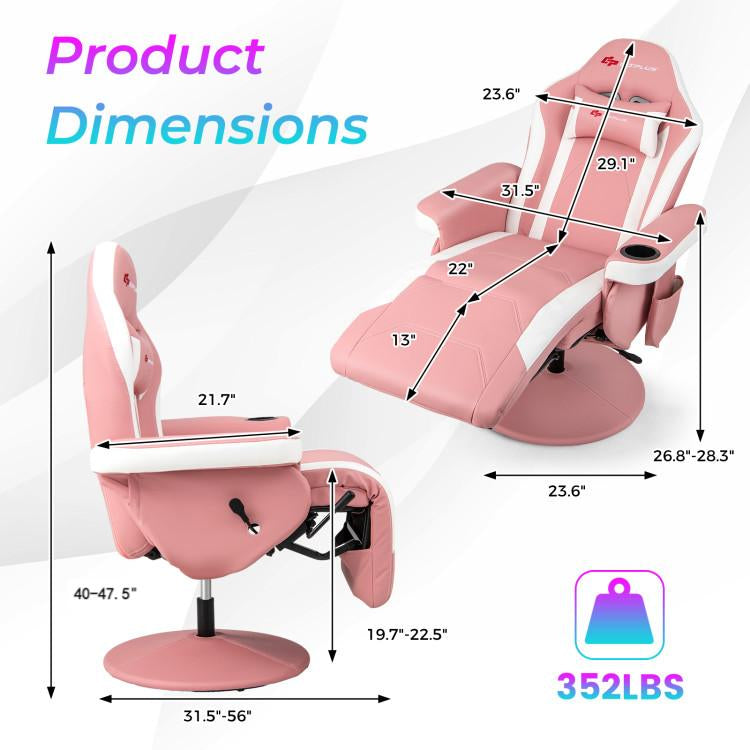 Gaming Recliner Chair with Massage and Adjustable Height
