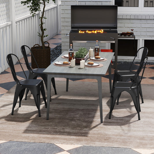 Metal Dining Chairs Set of 4 with Removable Backrest