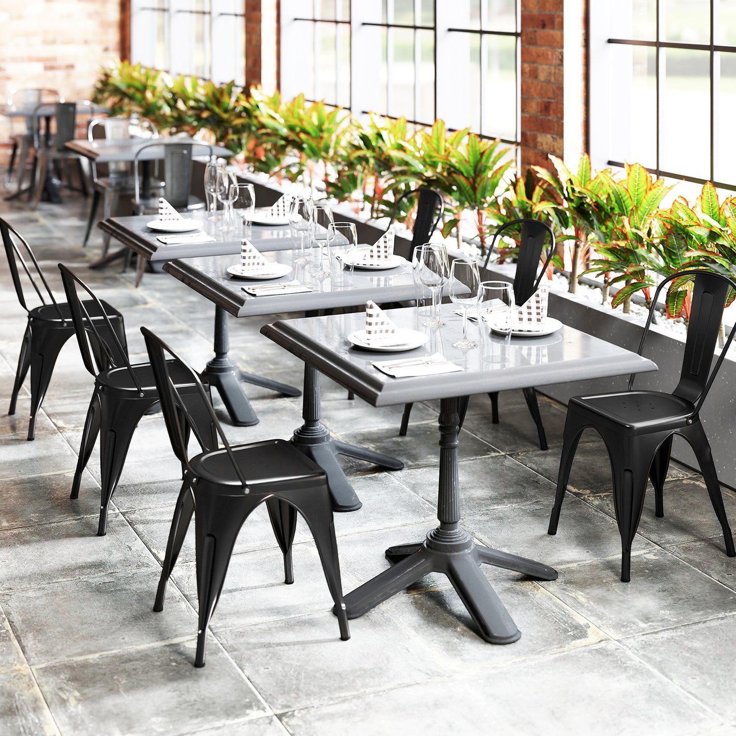 Metal Dining Chairs Set of 4 with Removable Backrest