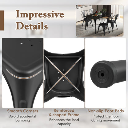 Metal Dining Chairs Set of 4 with Removable Backrest
