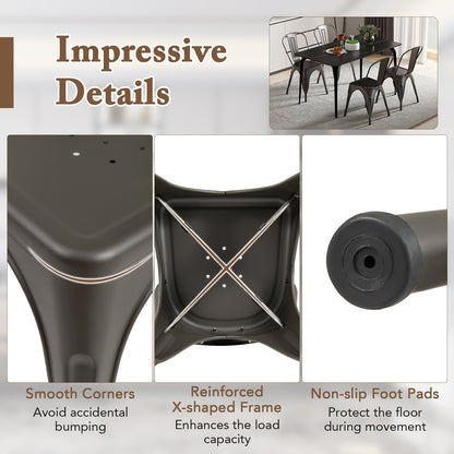 Metal Dining Chairs Set of 4 with Removable Backrest