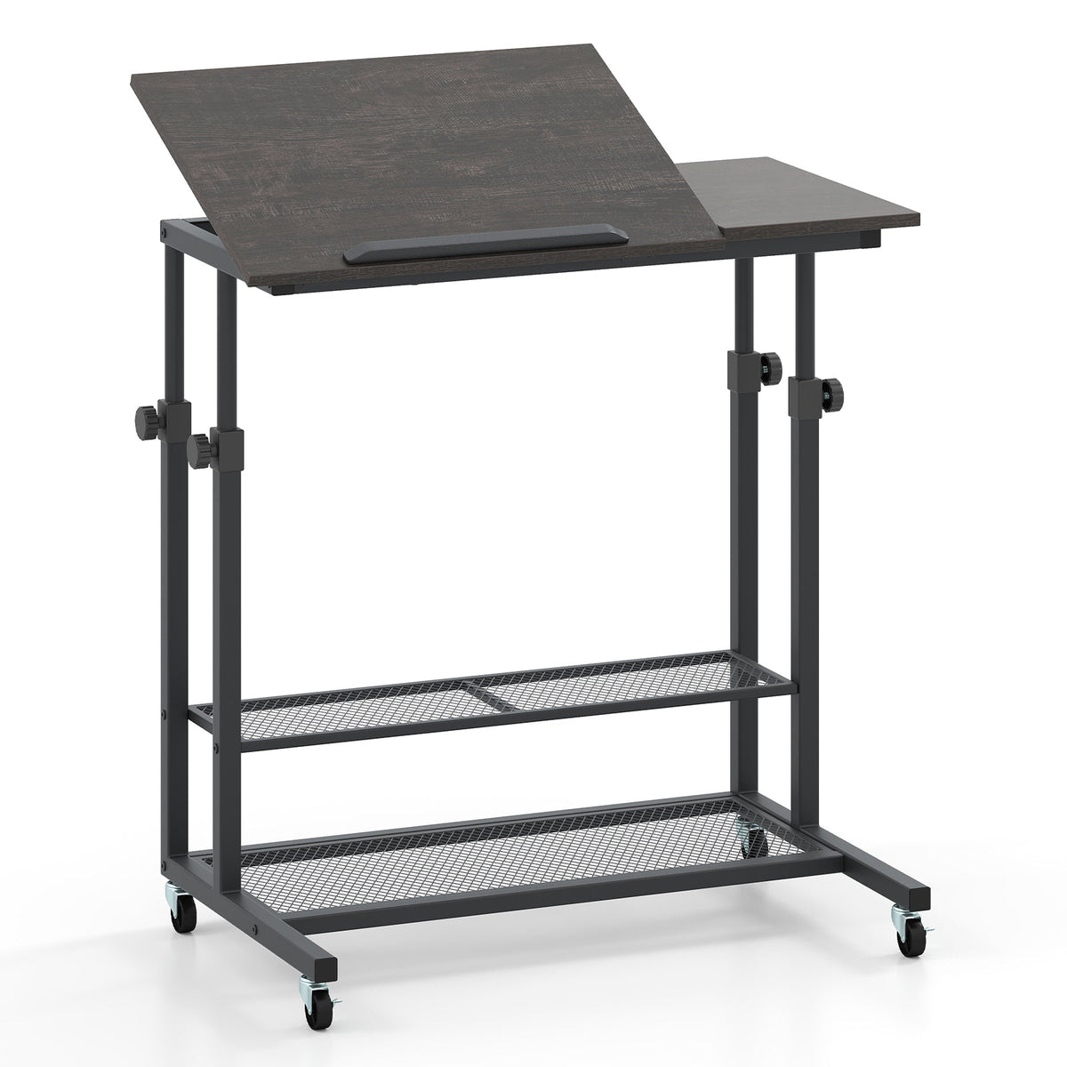 Mobile Stand up Desk Height Adjustable Standing Table with Tilting Tabletop
