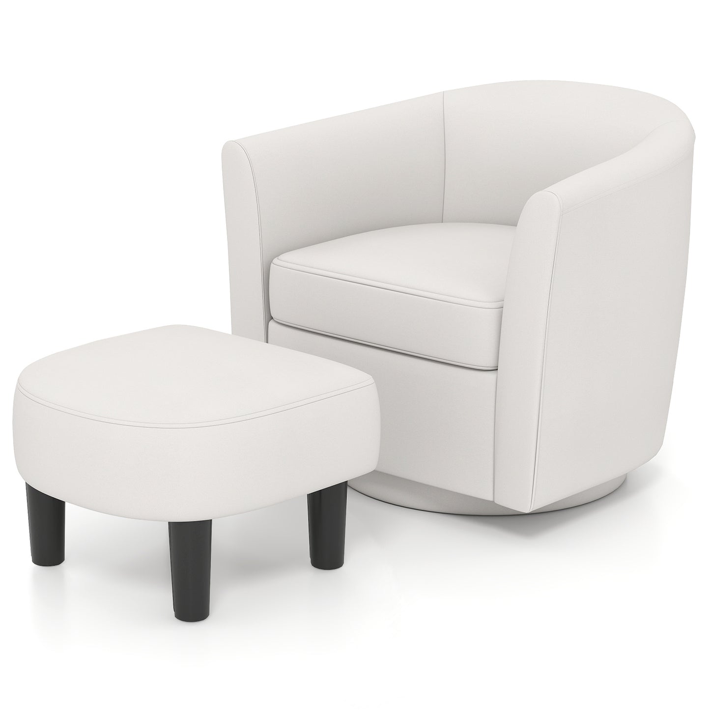 Swivel Accent Chair with Ottoman and Curved Backrest