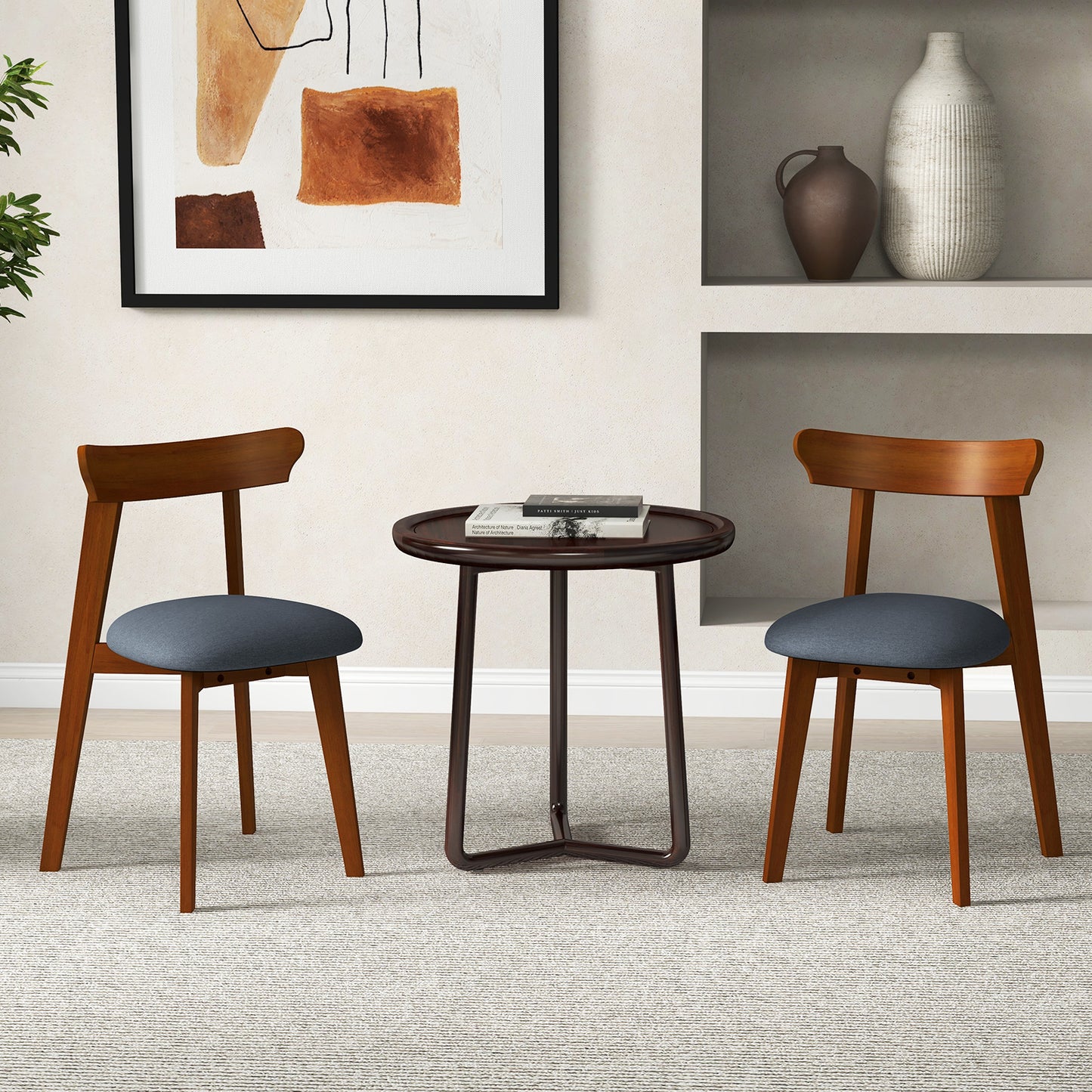 Mid-Century Dining Chair with Padded Seat - Walnut
