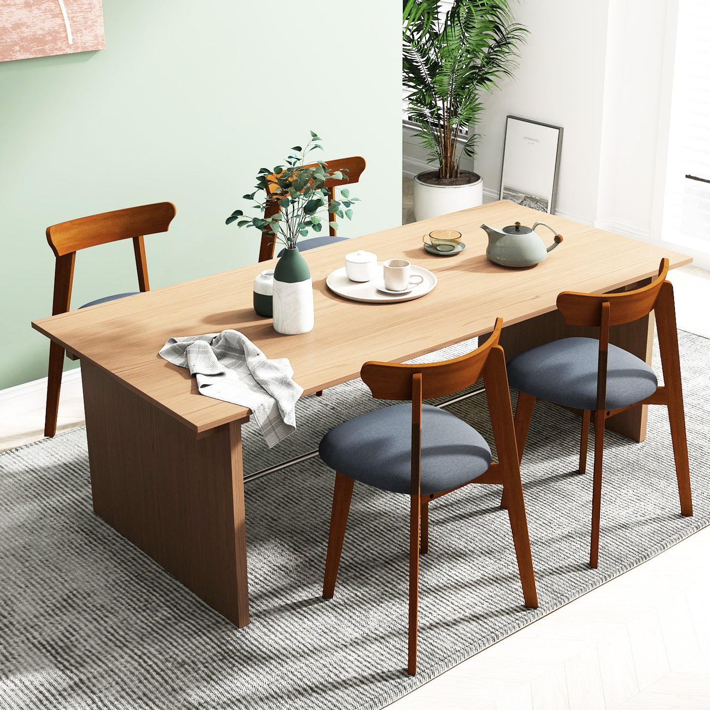 Mid-Century Dining Chair with Padded Seat - Walnut