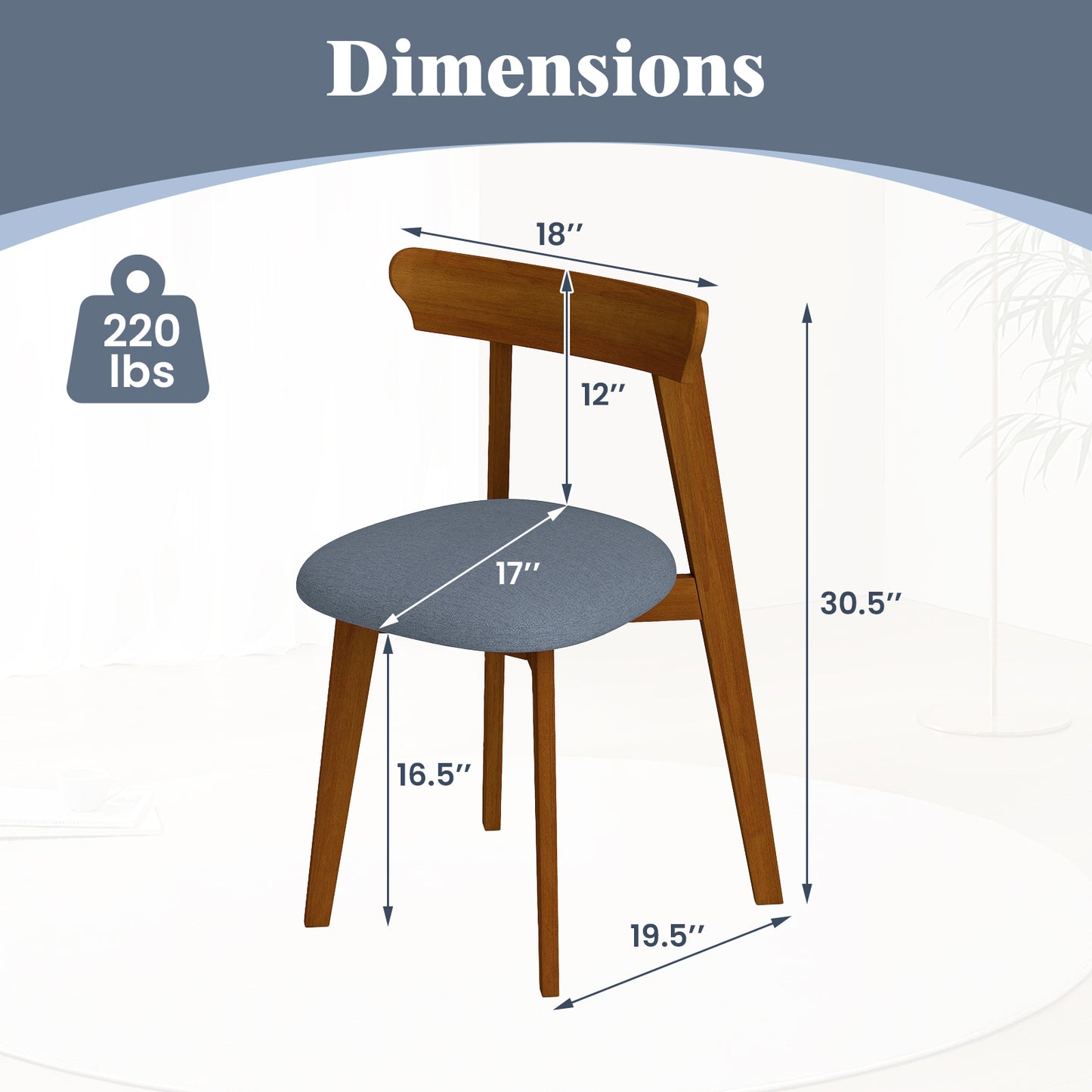 Mid-Century Dining Chair with Padded Seat - Walnut