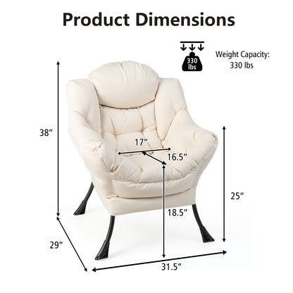 Lazy Accent Chair with Steel Frame and Side Pocket