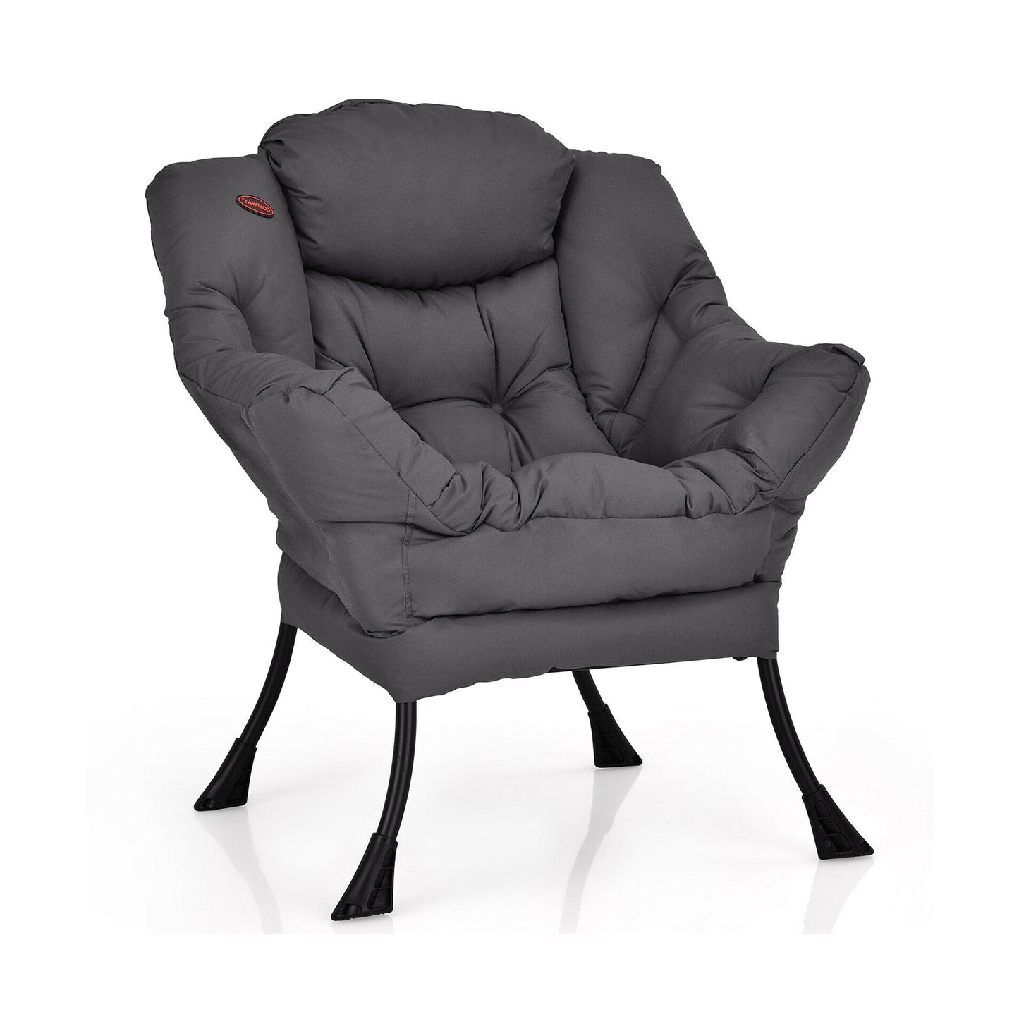 Lazy Accent Chair with Steel Frame and Side Pocket