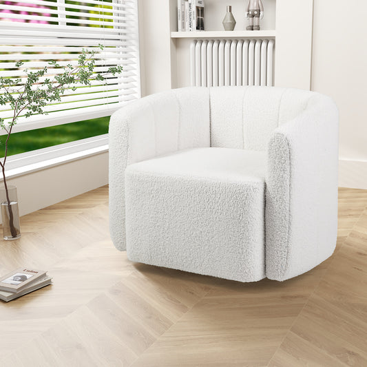 Swivel Barrel Accent Chair with Sherpa Upholstery