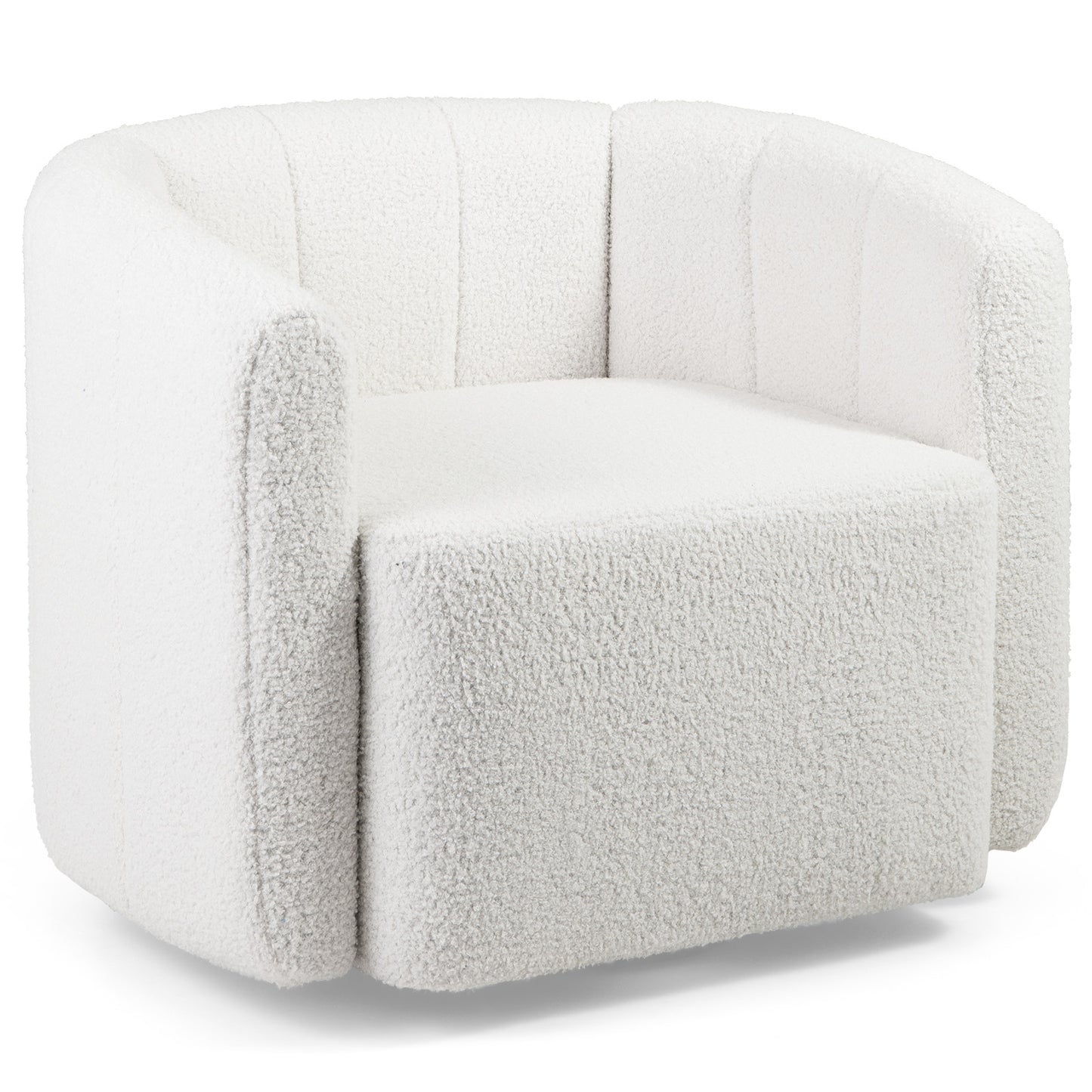 Swivel Barrel Accent Chair with Sherpa Upholstery