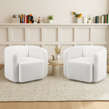 Swivel Barrel Accent Chair with Sherpa Upholstery