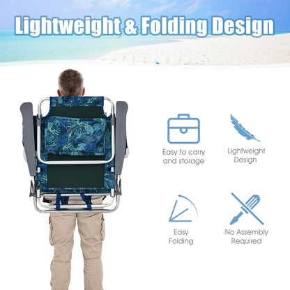 Folding Beach Chair 2-Pack with 5-Position Backrest & Pillow