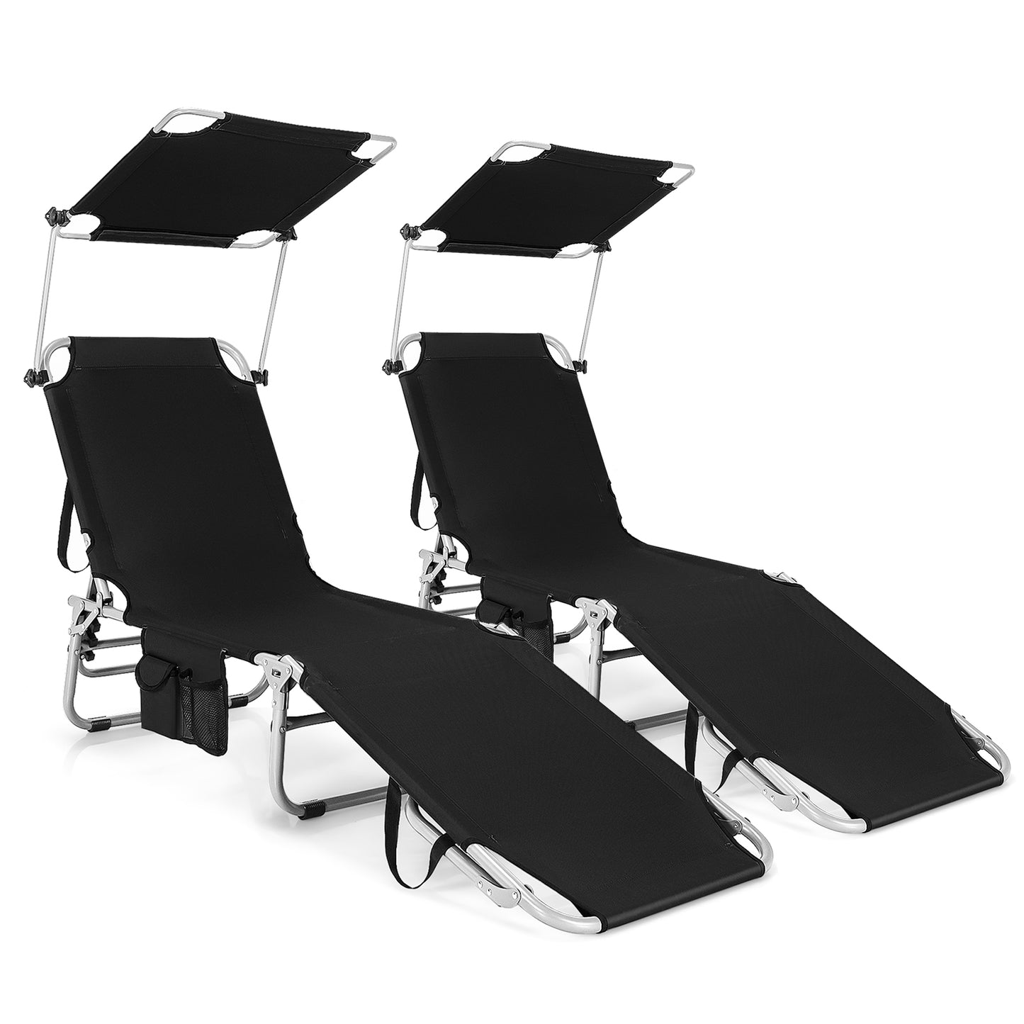 Adjustable Outdoor Chaise Lounge with Rotating Sun Shade