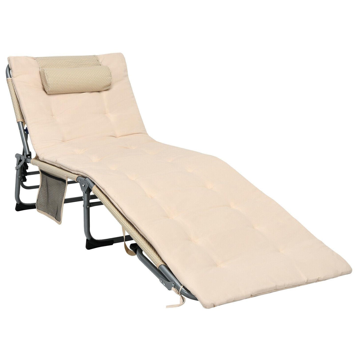 Oversize Padded Folding Chaise Lounge with Removable Mattress