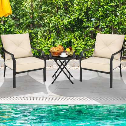 Patio Dining Chairs Set of 2 with Padded Cushions & Armrests
