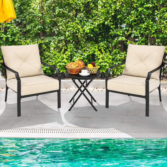 Patio Dining Chairs Set of 2 with Padded Cushions & Armrests