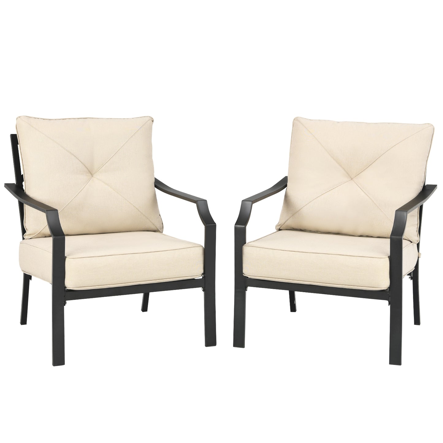 Patio Dining Chairs Set of 2 with Padded Cushions & Armrests