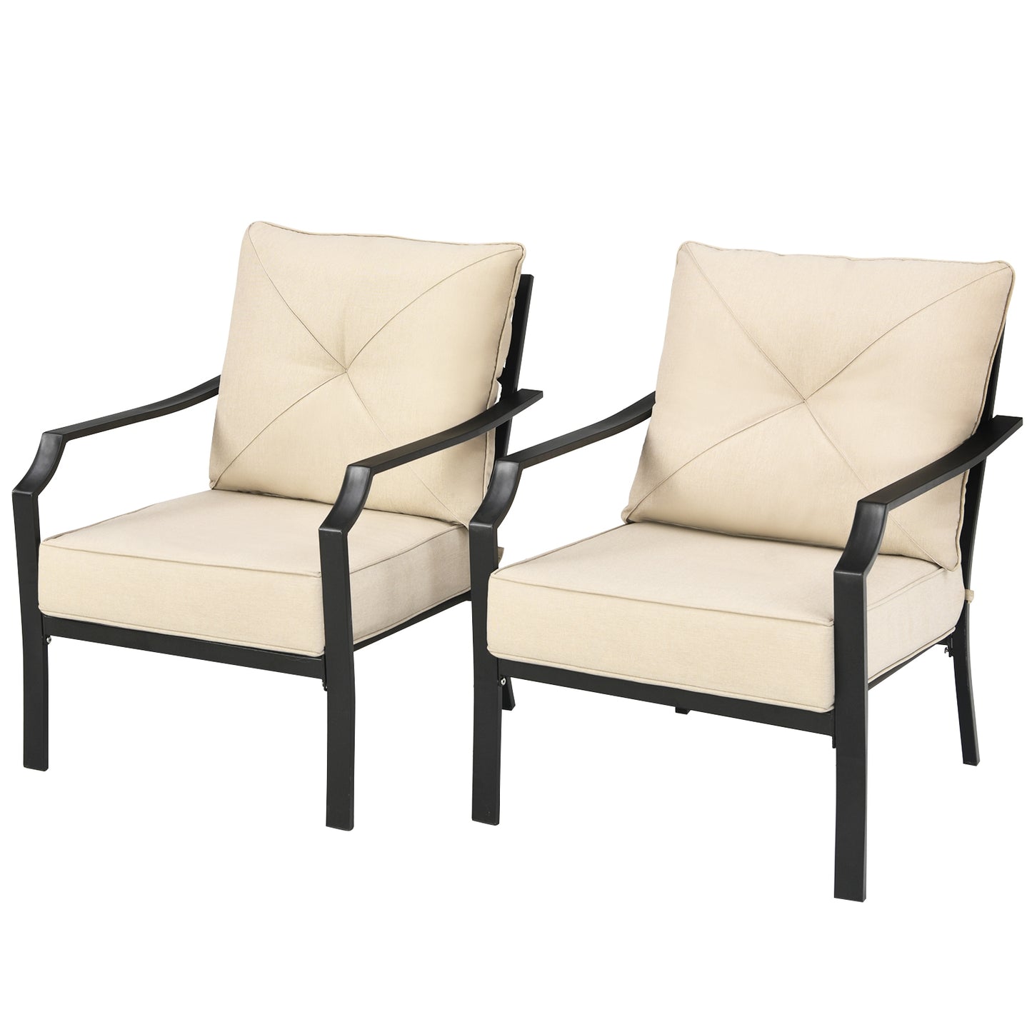 Patio Dining Chairs Set of 2 with Padded Cushions & Armrests