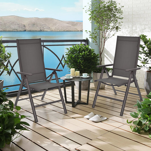 Folding Patio Dining Chairs Set of 2 with Adjustable Back