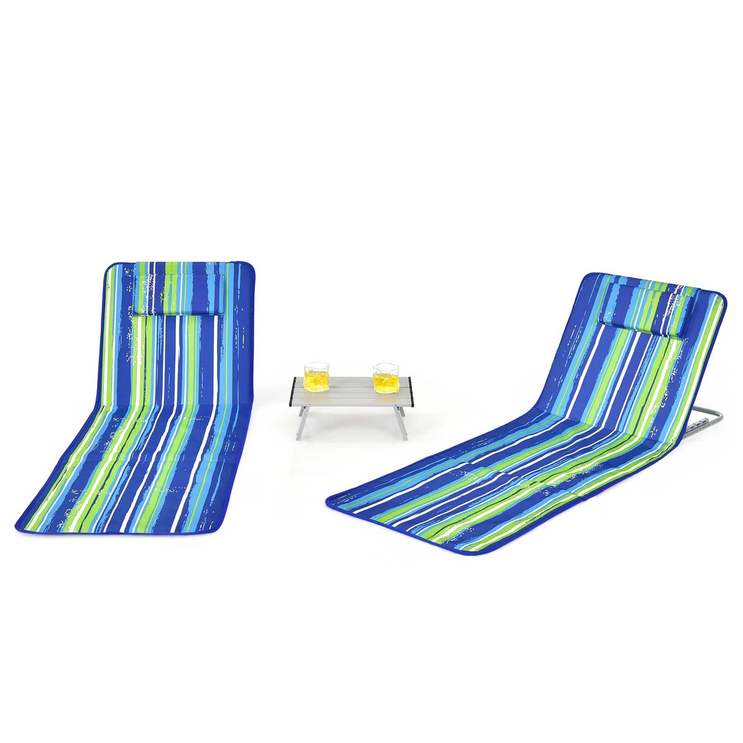 3-Piece Folding Beach Lounge Chair Set with Side Table