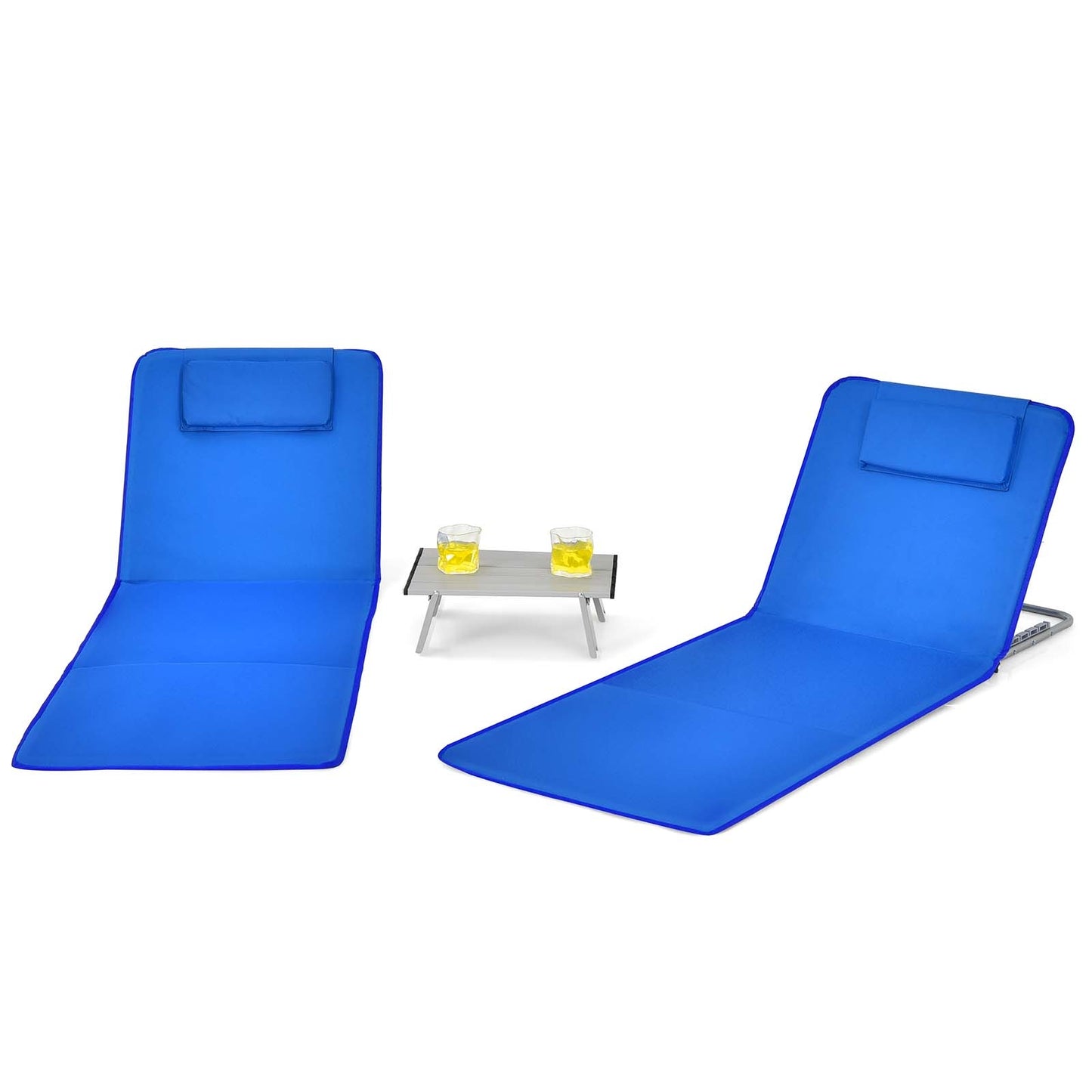 3-Piece Folding Beach Lounge Chair Set with Side Table
