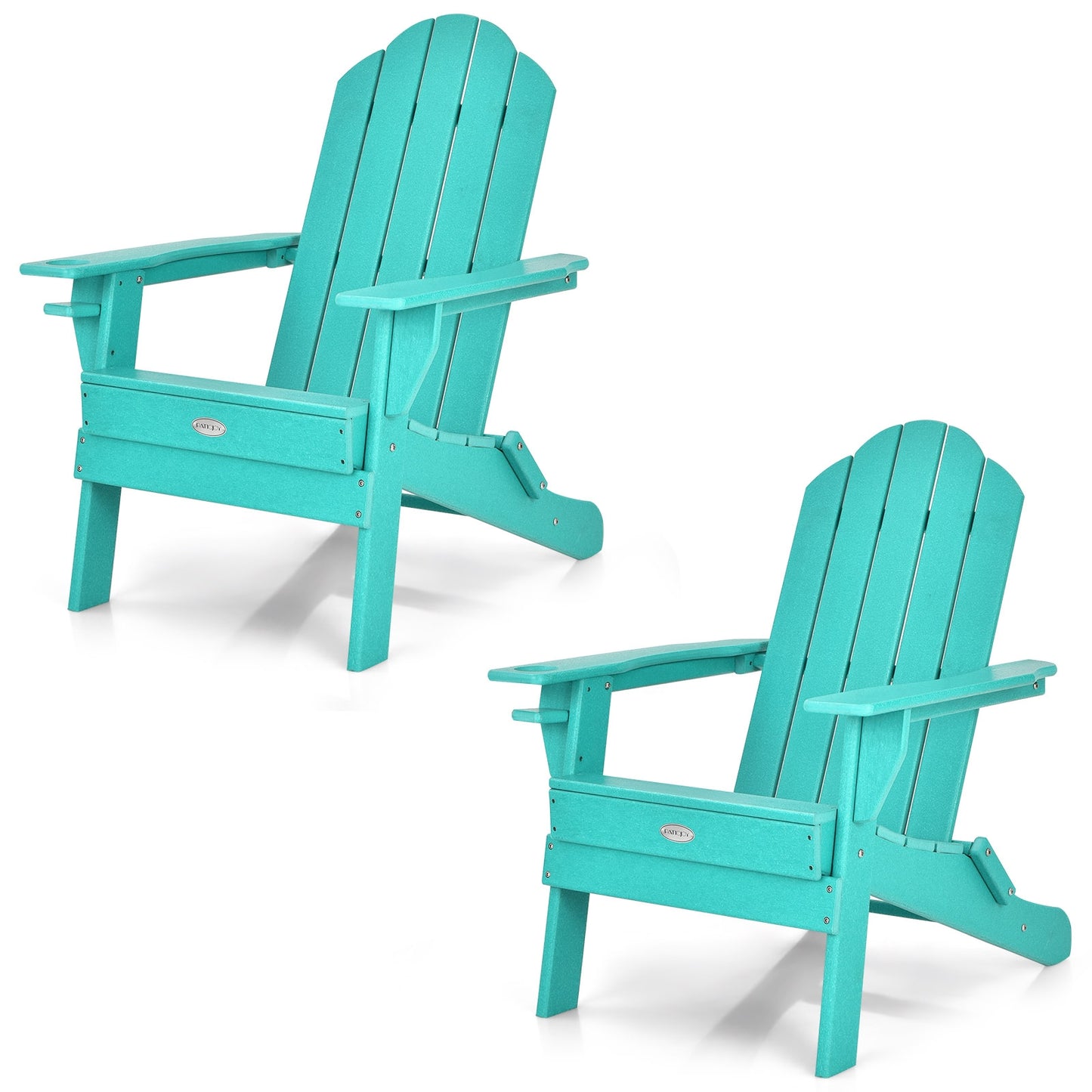 Foldable Adirondack Chair with Cup Holder - Weather Resistant