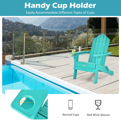 Foldable Adirondack Chair with Cup Holder - Weather Resistant