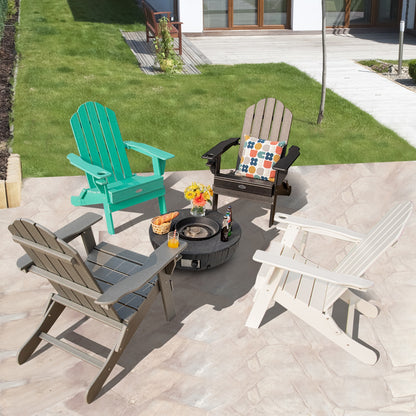Foldable Adirondack Chair with Cup Holder - Weather Resistant