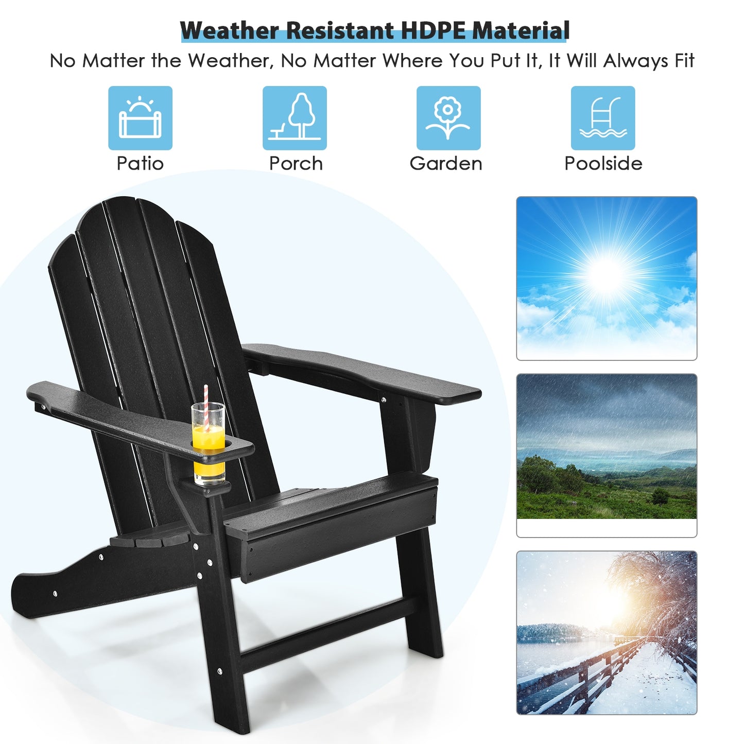 Adirondack Chair with Cup Holder - All-Weather PE