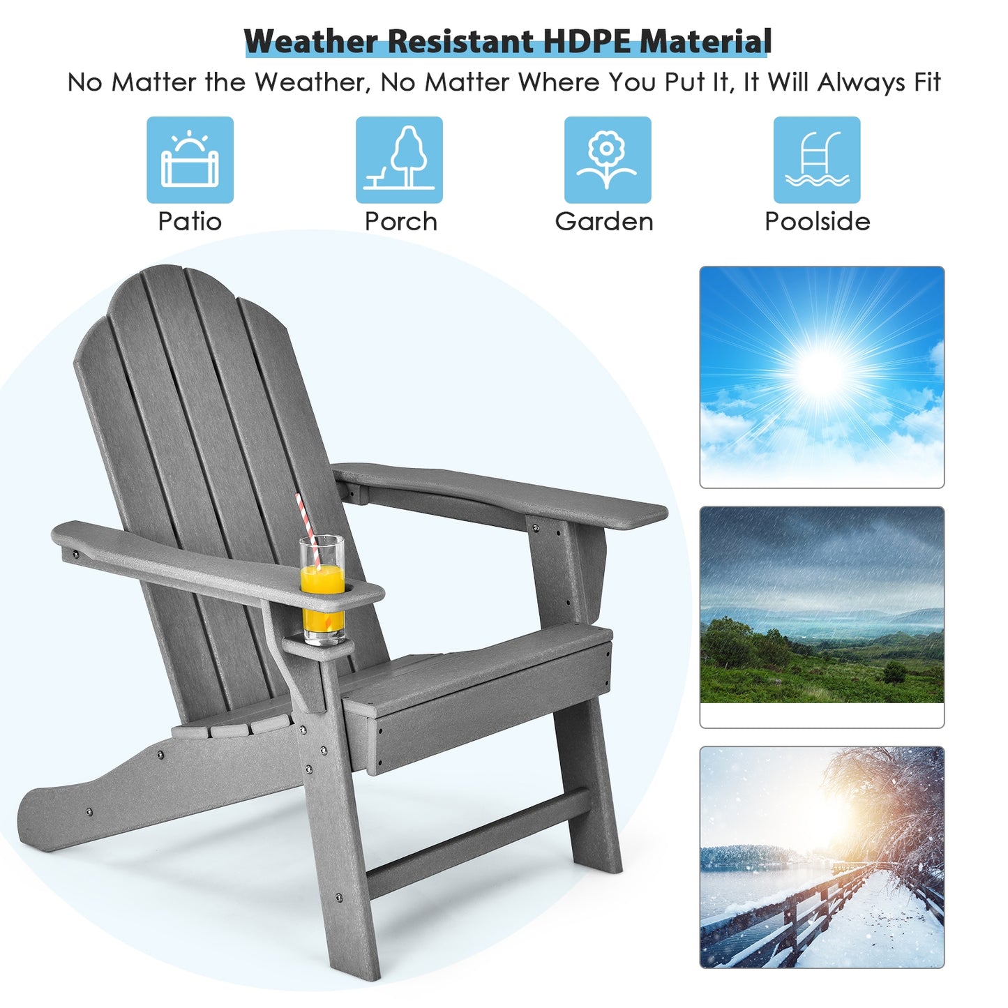 Adirondack Chair with Cup Holder - All-Weather PE