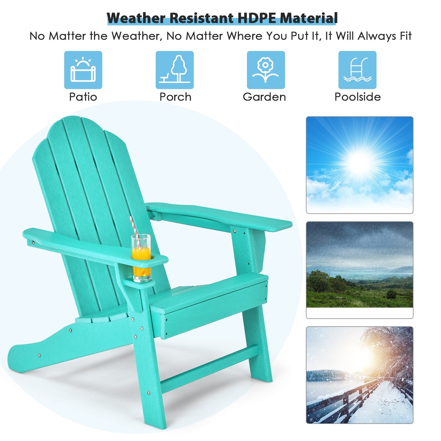 Adirondack Chair with Cup Holder - All-Weather PE